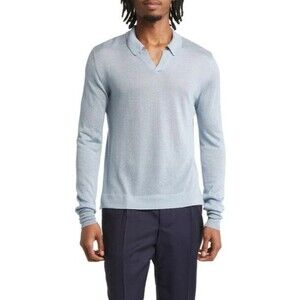 OFFICINE GENERALE Mens Sweater Small Blue Pullover Polo Lightweight KIT $425